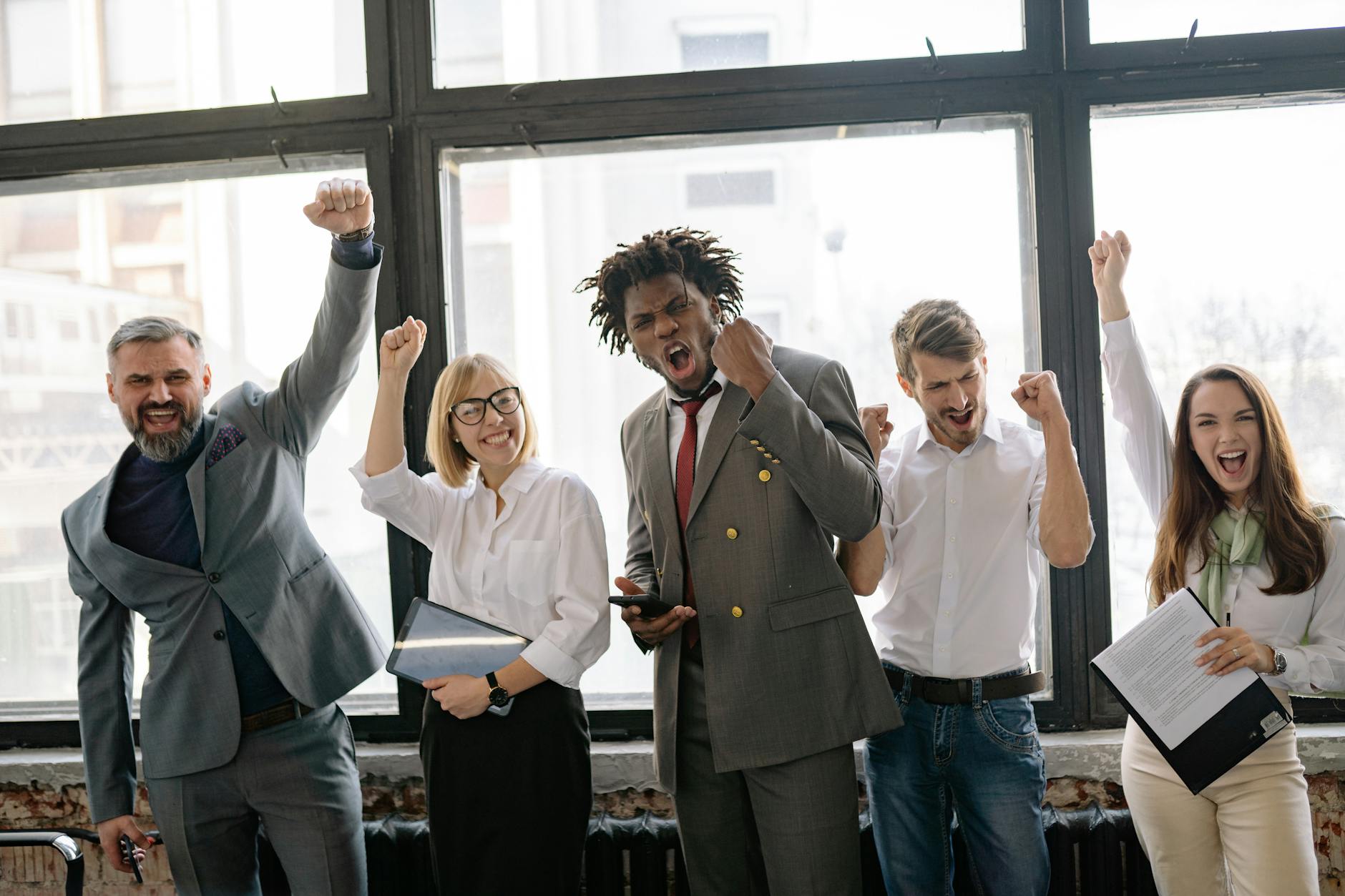 people celebrating at the office